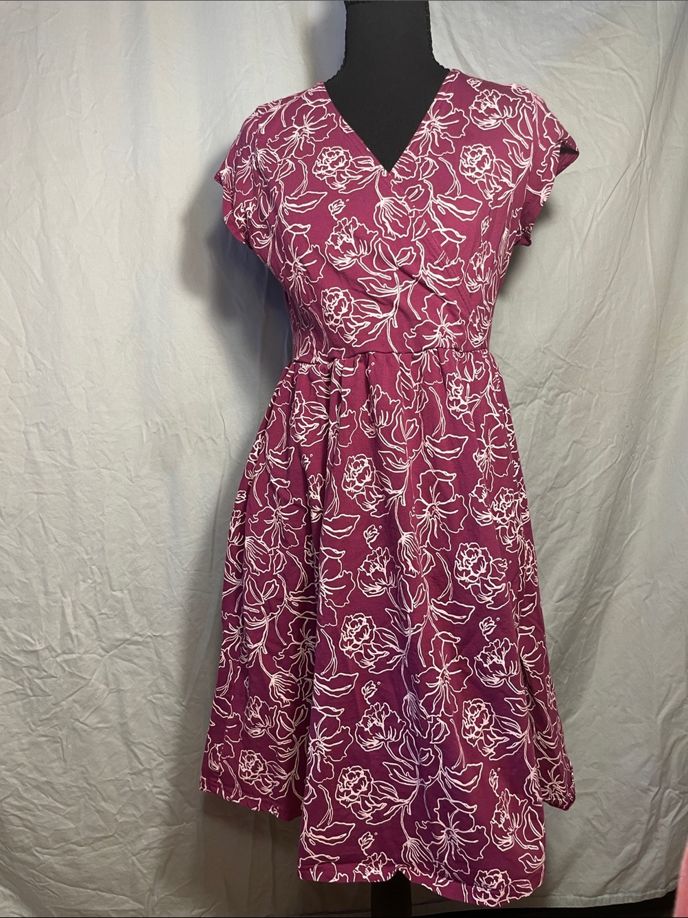 Pact Magenta Floral V-Neck Summer Dress